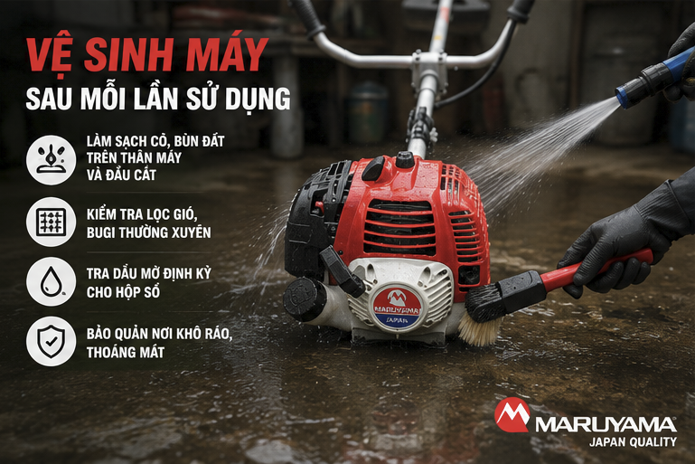 Cách bảo vệ máy cắt cỏ khi làm việc trong mùa mưa