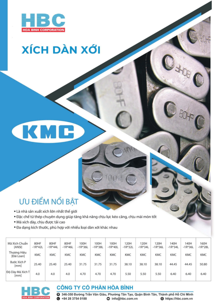 XÍCH KMC – XÍCH BĂNG TẢI, XÍCH DÀN XỚI BỀN BỈ CHO MÁY NÔNG NGHIỆP VÀ CÔNG NGHIỆP