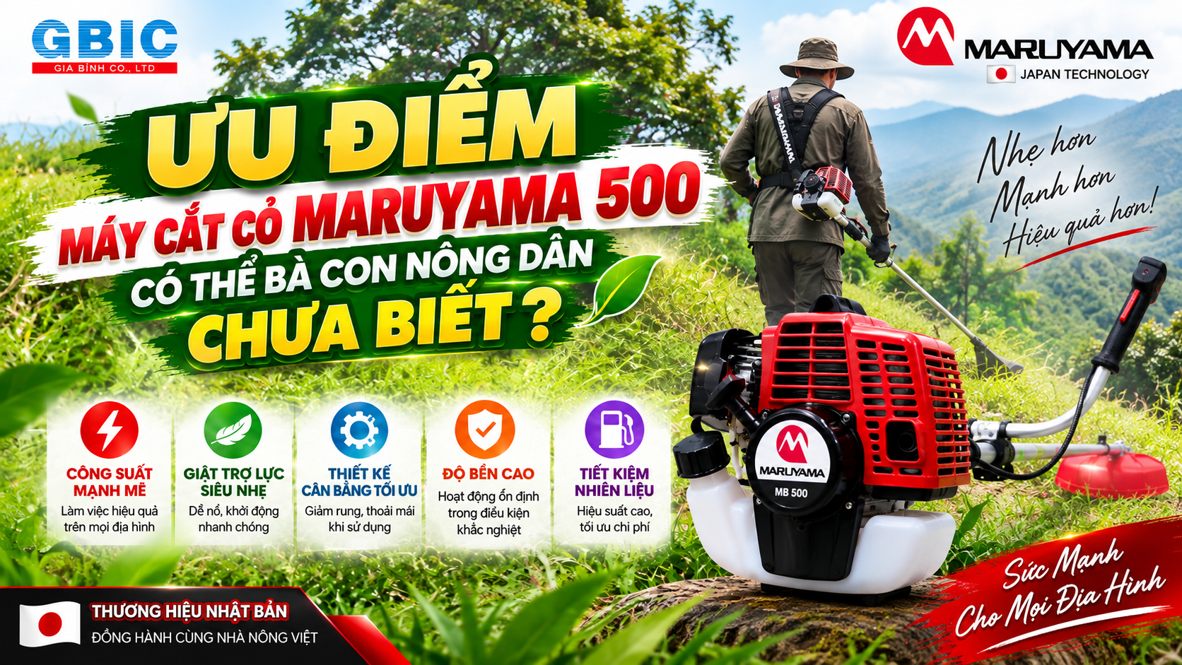 máy cắt cỏ maruyama 500