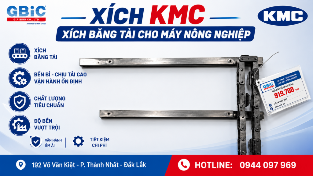 Xích băng tải KMC cho máy gặt Kubota, Yanmar – Bền bỉ, chịu tải cao, vận hành ổn định